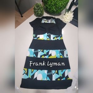 FRANK LYMAN Superbe robe de designer Montréalais de qualité à manches courtes